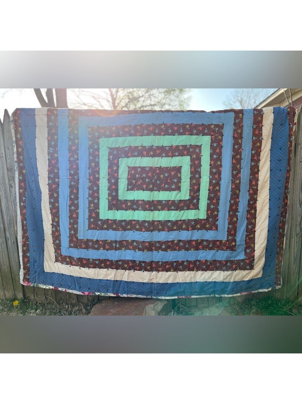 Vintage 70s Quilt Granny Nursery Floral Print Handmade Bedding cottagecore